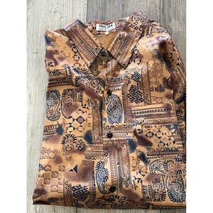 Thai Silk by Apple Men's XXXL Tropical Print Button Up Shirt Made in Thailand